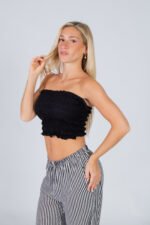 TOP FRUNCE  DE LINO SPANDEX T. UNICO