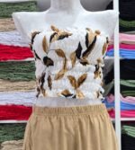 TOP FRUNCE  DE LINO SPANDEX T. UNICO - Imagen 4